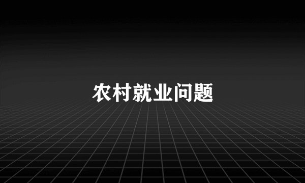 农村就业问题