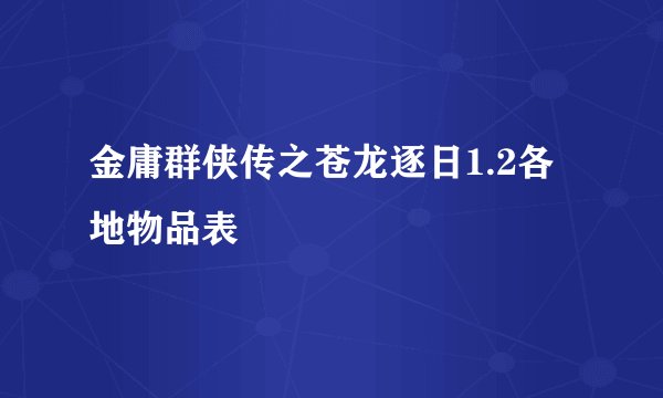 金庸群侠传之苍龙逐日1.2各地物品表