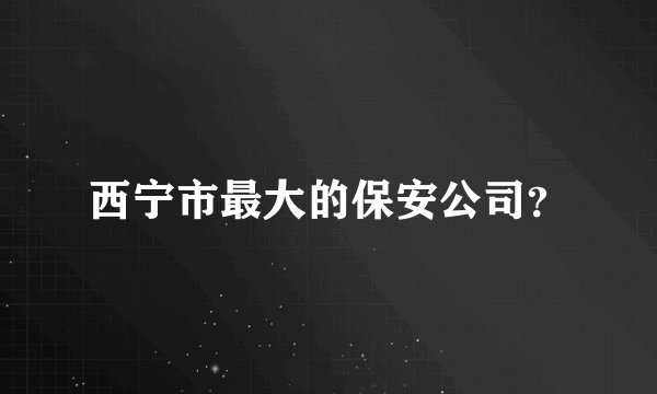 西宁市最大的保安公司？