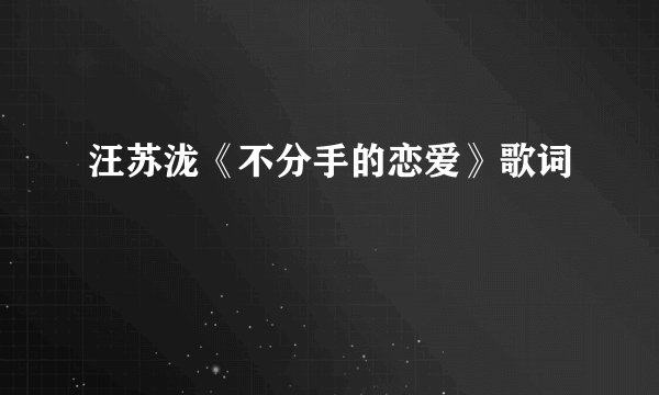 汪苏泷《不分手的恋爱》歌词