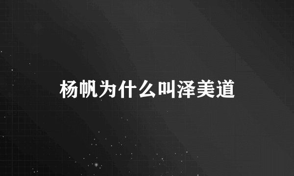 杨帆为什么叫泽美道