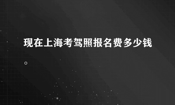 现在上海考驾照报名费多少钱。
