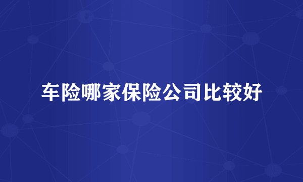 车险哪家保险公司比较好