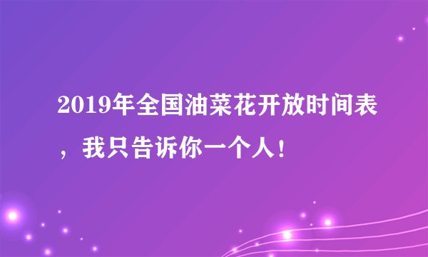 2019年全国油菜花开放时间表,我只告诉你一个人!