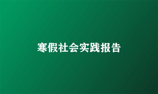寒假社会实践报告