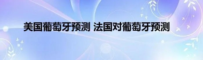 美国葡萄牙预测 法国对葡萄牙预测