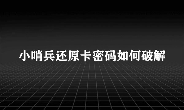 小哨兵还原卡密码如何破解