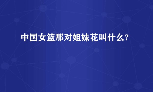 中国女篮那对姐妹花叫什么?