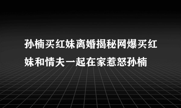 孙楠买红妹离婚揭秘网爆买红妹和情夫一起在家惹怒孙楠