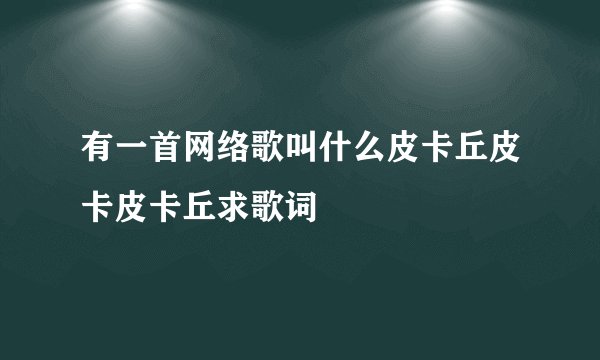 有一首网络歌叫什么皮卡丘皮卡皮卡丘求歌词