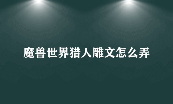 魔兽世界猎人雕文怎么弄
