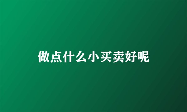 做点什么小买卖好呢