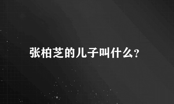 张柏芝的儿子叫什么？