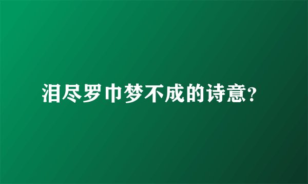 泪尽罗巾梦不成的诗意？