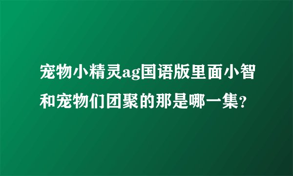 宠物小精灵ag国语版里面小智和宠物们团聚的那是哪一集？