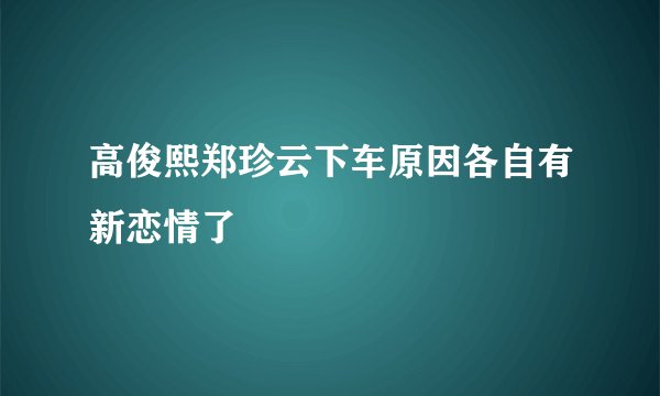 高俊熙郑珍云下车原因各自有新恋情了