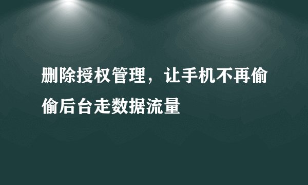 删除授权管理,让手机不再偷偷后台走数据流量