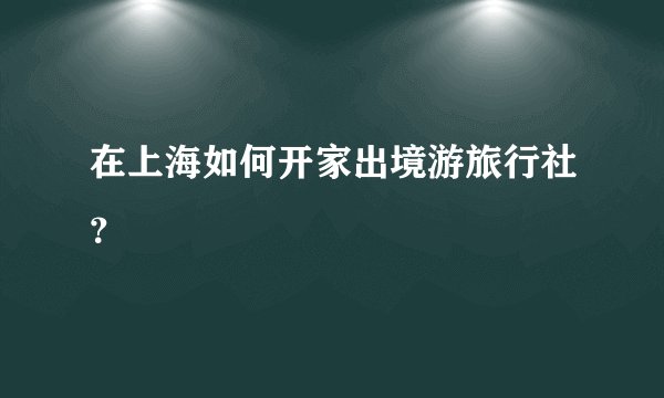 在上海如何开家出境游旅行社？