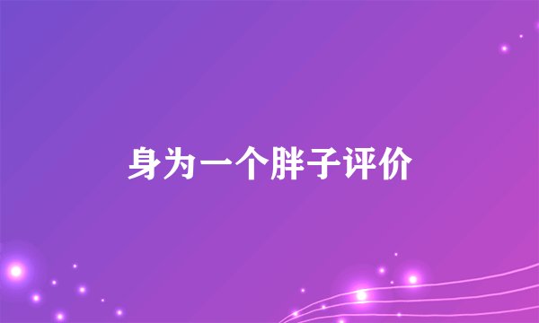 身为一个胖子评价