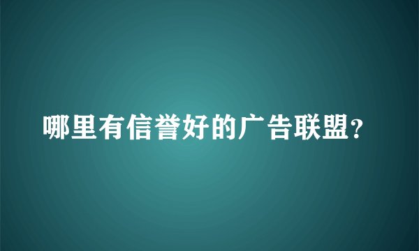 哪里有信誉好的广告联盟？