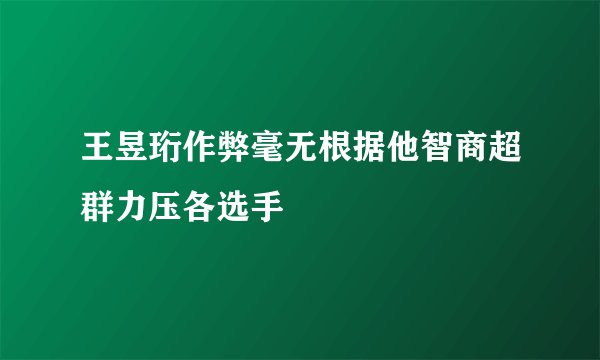 王昱珩作弊毫无根据他智商超群力压各选手