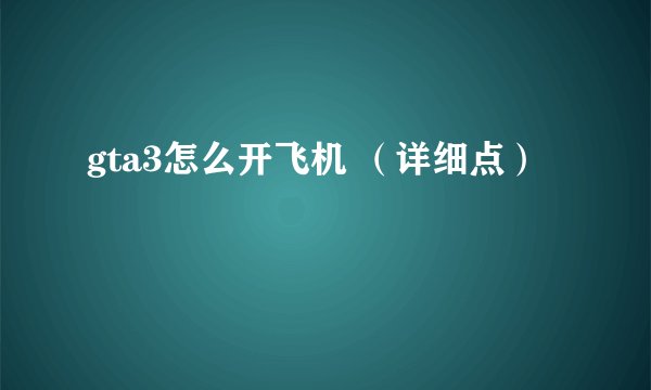 gta3怎么开飞机 (详细点)