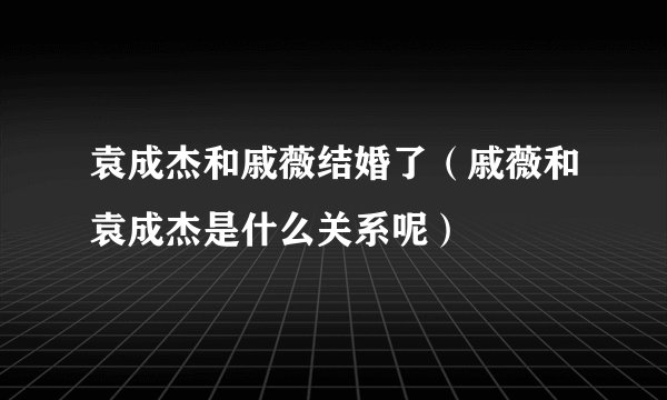 袁成杰和戚薇结婚了（戚薇和袁成杰是什么关系呢）