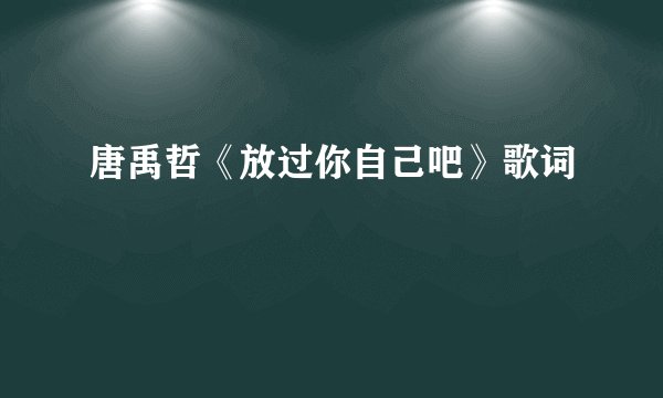 唐禹哲《放过你自己吧》歌词