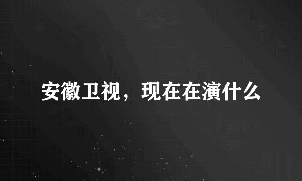安徽卫视，现在在演什么