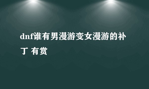 dnf谁有男漫游变女漫游的补丁 有赏