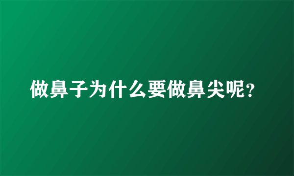 做鼻子为什么要做鼻尖呢?