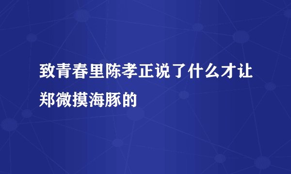 致青春里陈孝正说了什么才让郑微摸海豚的