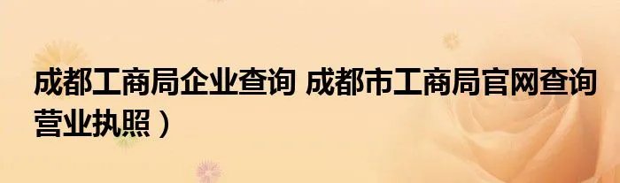 成都工商局企业查询 成都市工商局官网查询营业执照）
