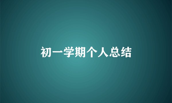 初一学期个人总结