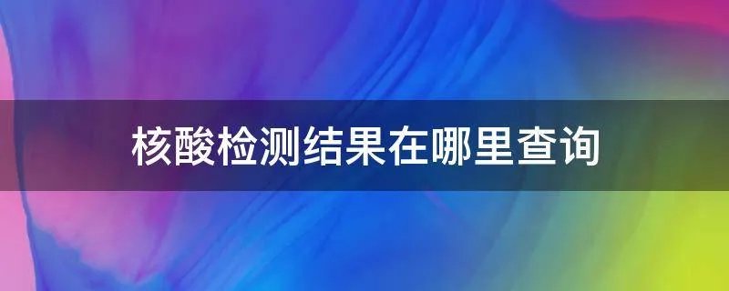 核酸检测结果在哪里查询