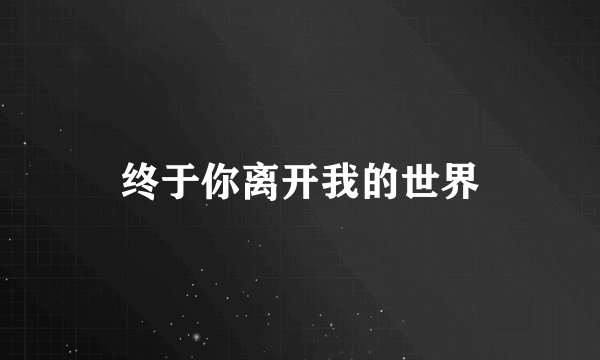 终于你离开我的世界