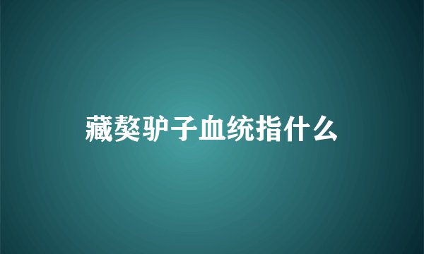 藏獒驴子血统指什么