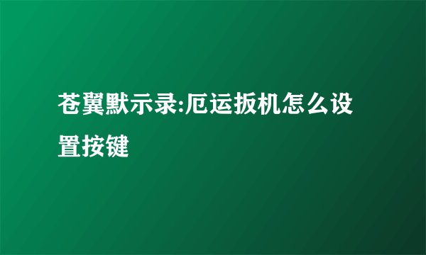 苍翼默示录:厄运扳机怎么设置按键