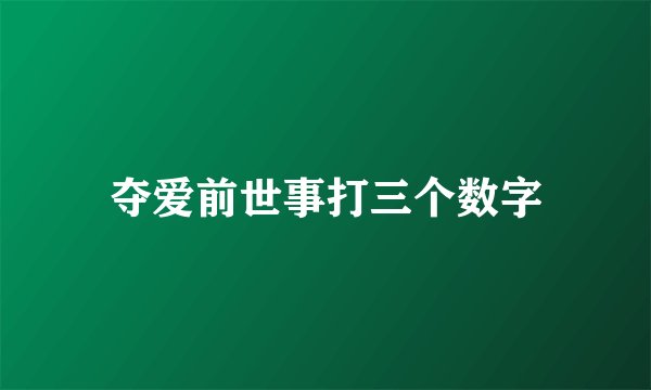 夺爱前世事打三个数字
