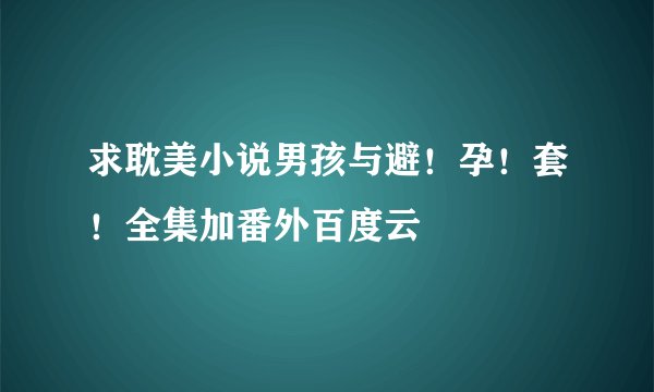 求耽美小说男孩与避！孕！套！全集加番外百度云