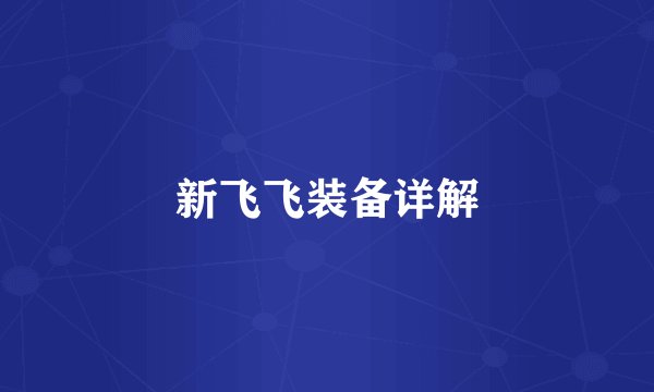 新飞飞装备详解