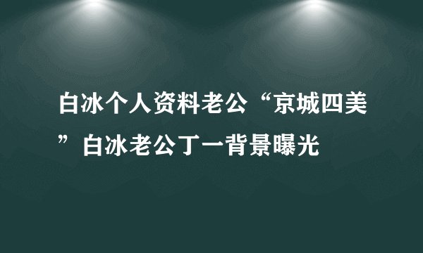 白冰个人资料老公“京城四美”白冰老公丁一背景曝光