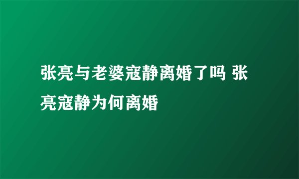张亮与老婆寇静离婚了吗 张亮寇静为何离婚
