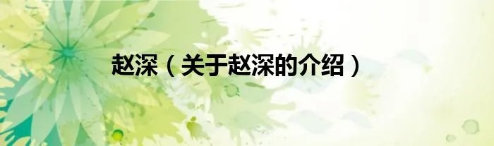赵深（关于赵深的介绍）