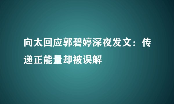 向太回应郭碧婷深夜发文：传递正能量却被误解
