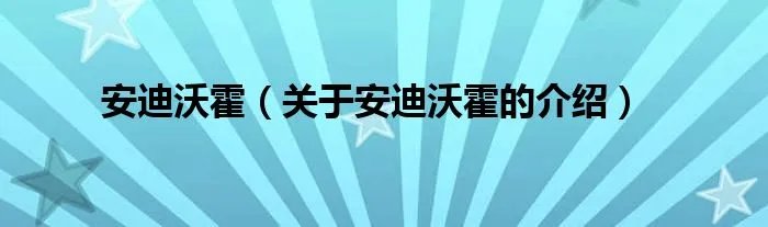 安迪沃霍（关于安迪沃霍的介绍）