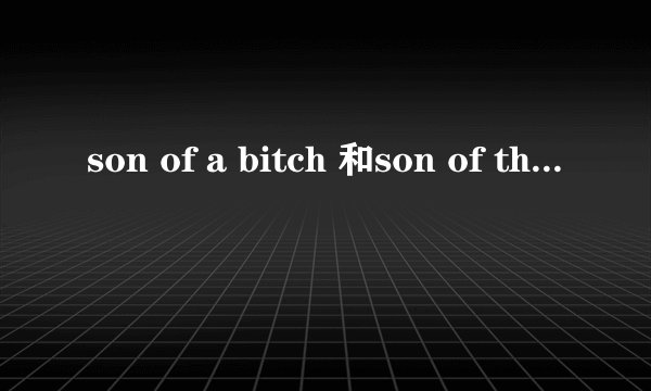 son of a bitch 和son of the bitch有区别吗？