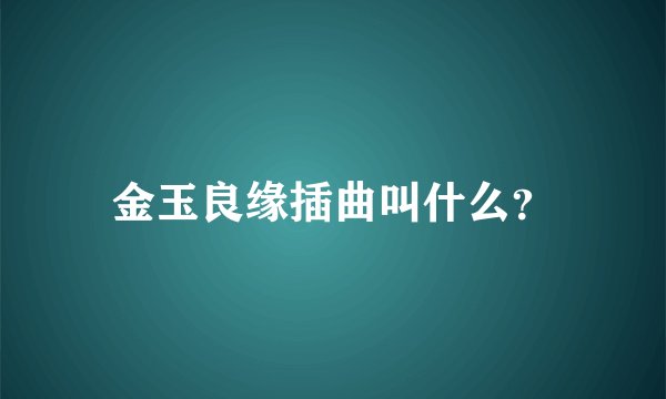 金玉良缘插曲叫什么？