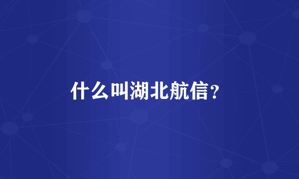 什么叫湖北航信？