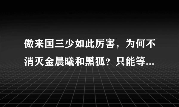 傲来国三少如此厉害，为何不消灭金晨曦和黑狐？只能等机会才行